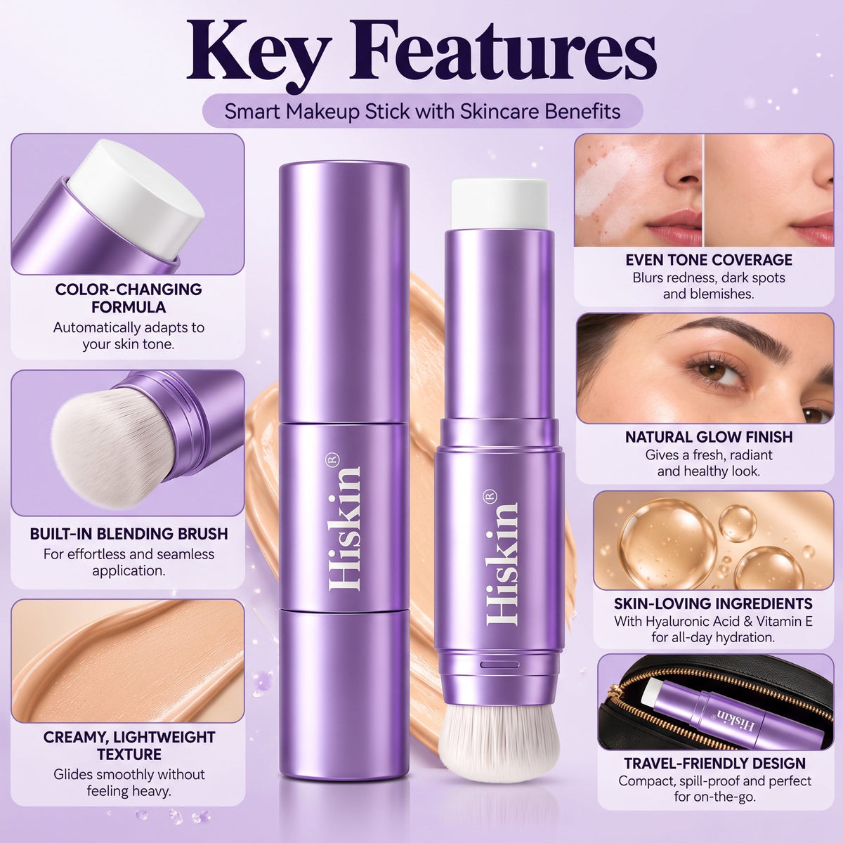 🔥 LAST 2 HOURS · 80% OFF!  Hiskin® 2-in-1 Color-Changing Foundation Stick | Conceals Age Spots, Blurs Fine Lines & Hydrates Skin with a Built-In Brush for a Youthful Glow!