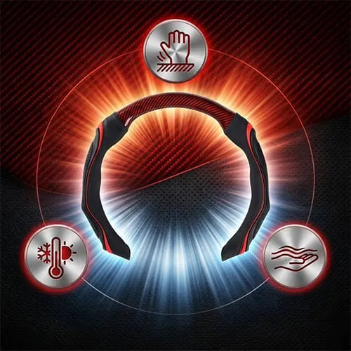 Sport-style steering wheel cover comfort and seasonal feature illustration