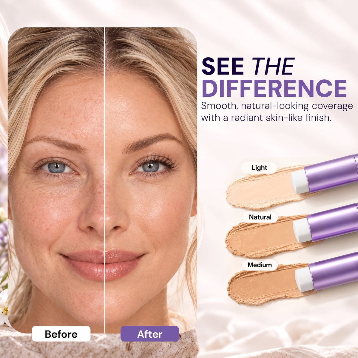 🔥 LAST 2 HOURS · 80% OFF!  Hiskin® 2-in-1 Color-Changing Foundation Stick | Conceals Age Spots, Blurs Fine Lines & Hydrates Skin with a Built-In Brush for a Youthful Glow!