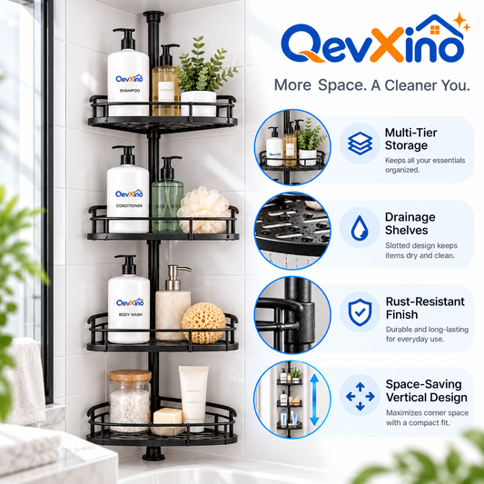 QevXino™ 4-Tier Corner Shower Caddy Rack