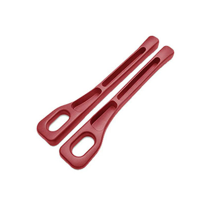 Red pair of dual-slot car seat gap organizers on a white background