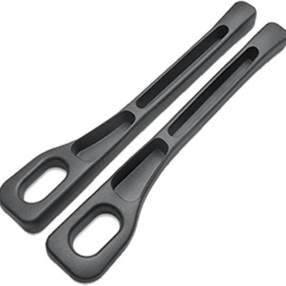 Pair of black dual-slot car seat gap organizers with buckle openings