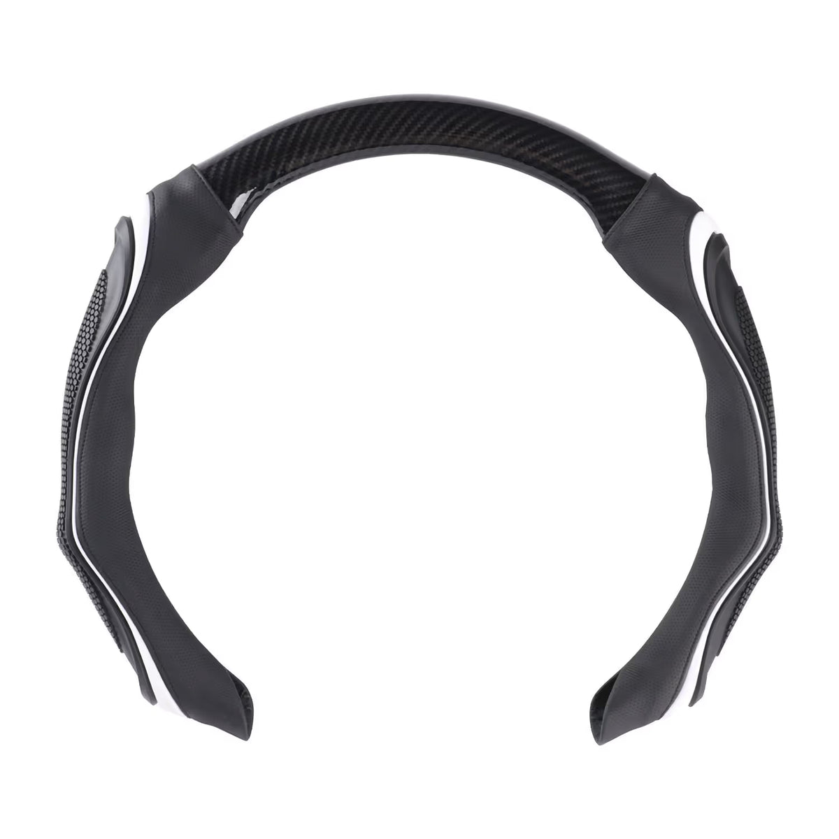Black sport-style silicone steering wheel cover with gray accents