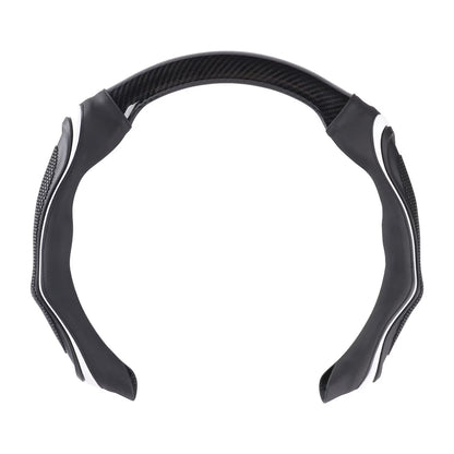 Black sport-style silicone steering wheel cover with gray accents