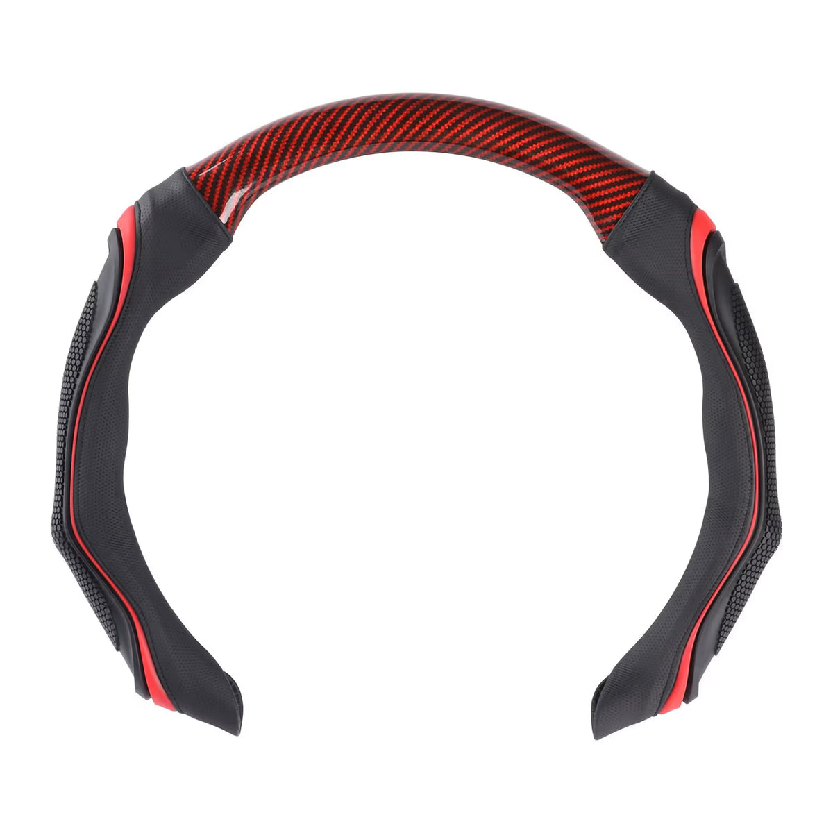 Red and black sport-style silicone steering wheel cover