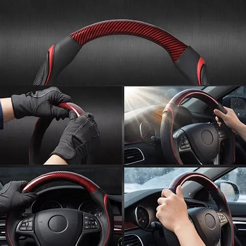Flexible sport-style steering wheel cover installation sequence