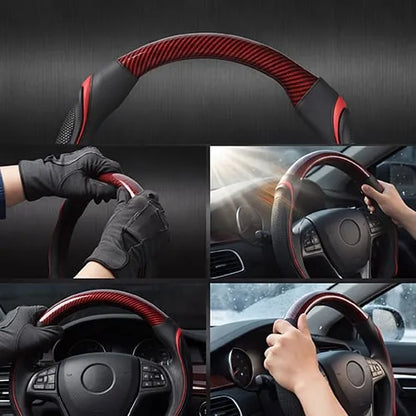 Flexible sport-style steering wheel cover installation sequence